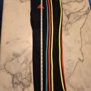 Adidas men's smal Black Training Pants with Colorful Stripes